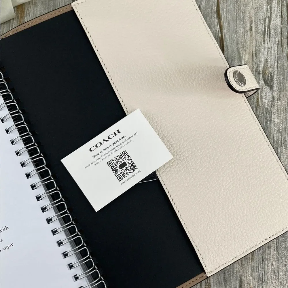 Coach Notebook In Pebbled Leather With Rocket Ship Print